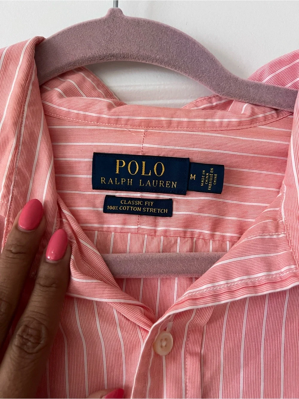 Polo by Ralph Lauren Pink and White Striped Button-Down Shirt